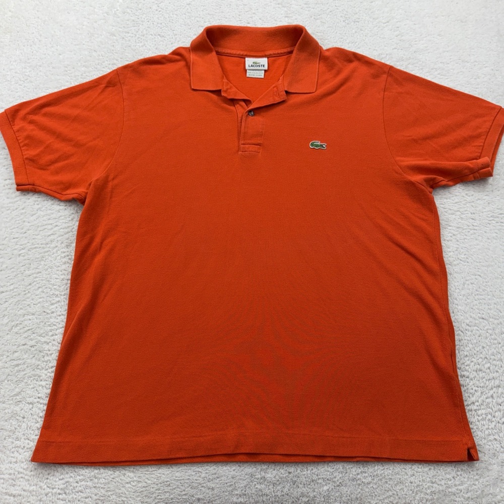Lacoste Mens Orange Cotton Pique Short Sleeve Polo Shirt Size 7 XL FA8713